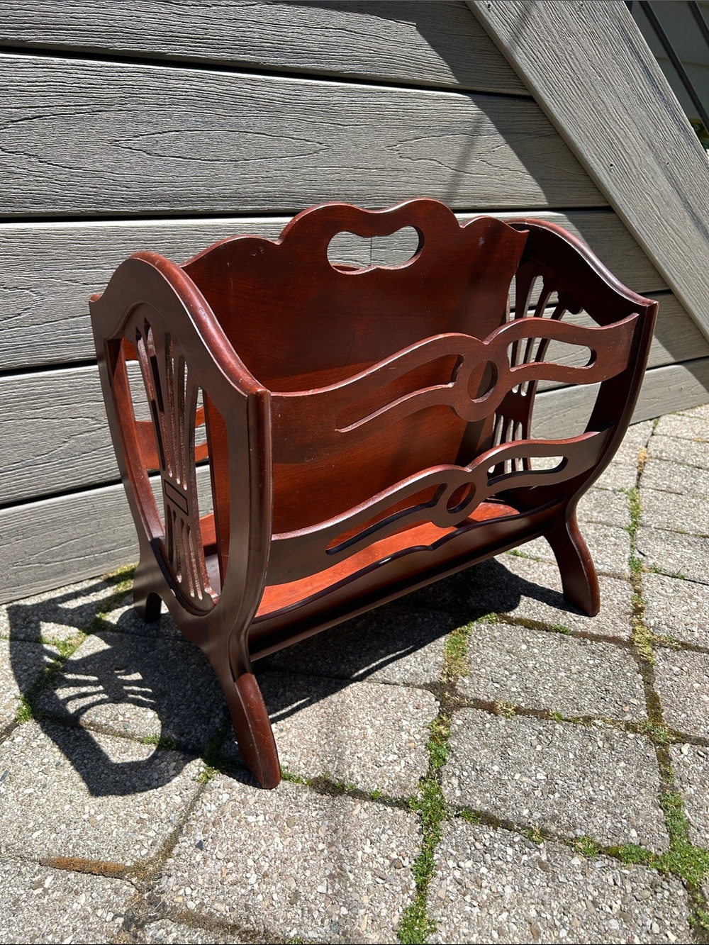 Vintage BUTLER Mahogany Wood Magazine Rack